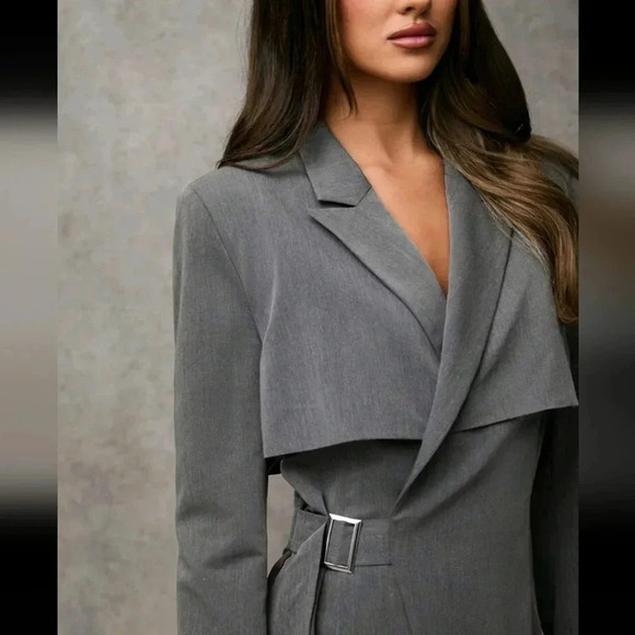 Women Spring And Autumn Casual Solid Color Lapel Wrap Suit Jacket Fall Women Clo - Picture 6 of 7